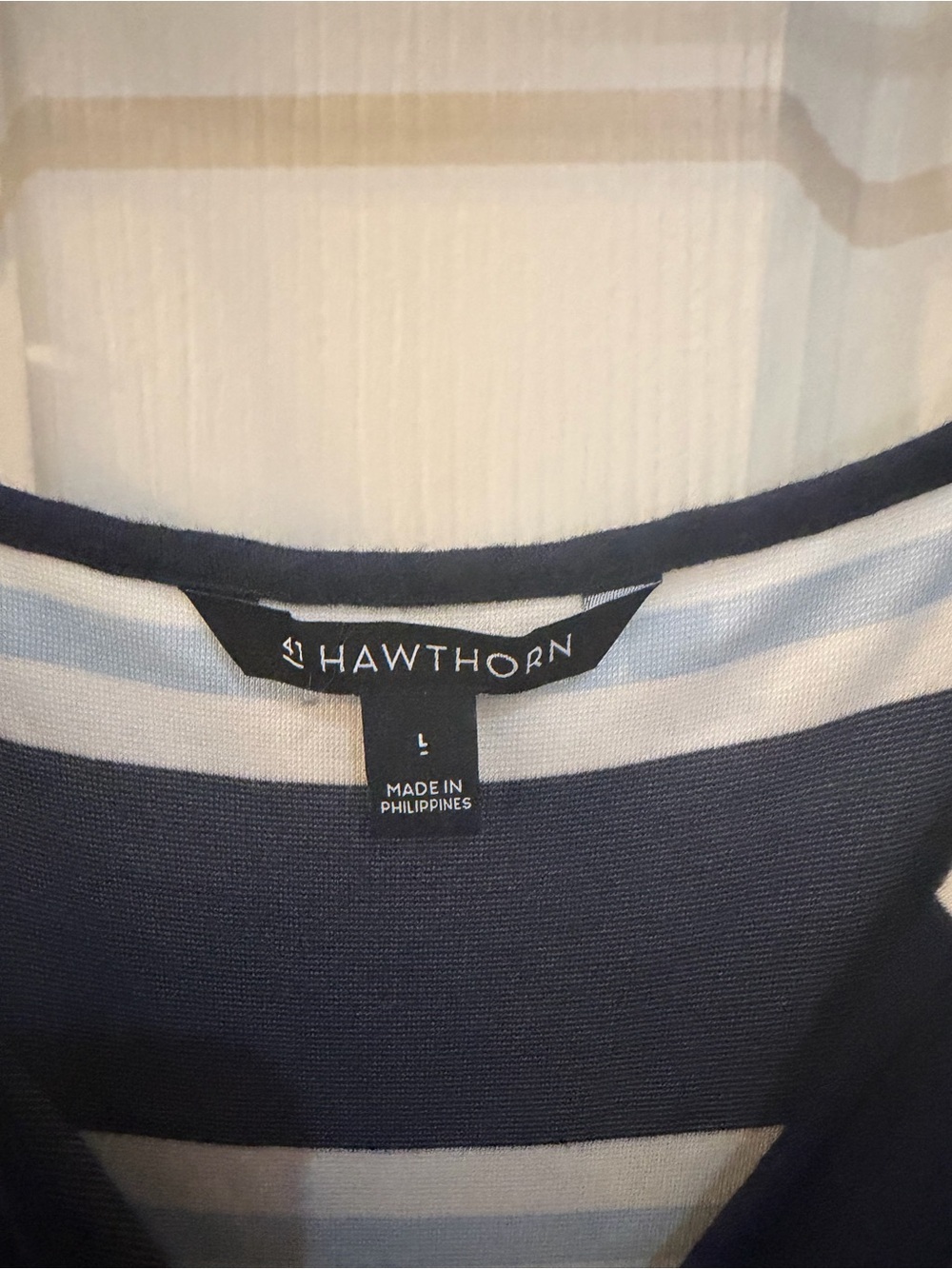 41 Hawthorn Navy Blue Striped Faux Wrap Dress L (No Belt) - Picture 4 of 8